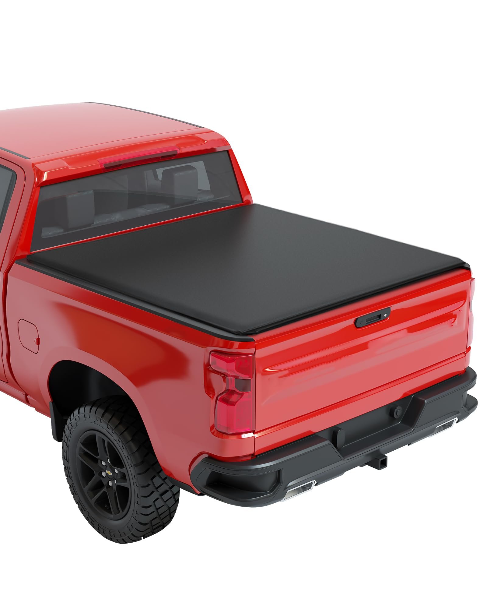 Dexso soft roll-up tonneau cover open on a truck bed